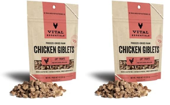 Vital Essentials Freeze Dried Raw Cat Treats, Chicken Giblets, 1 oz