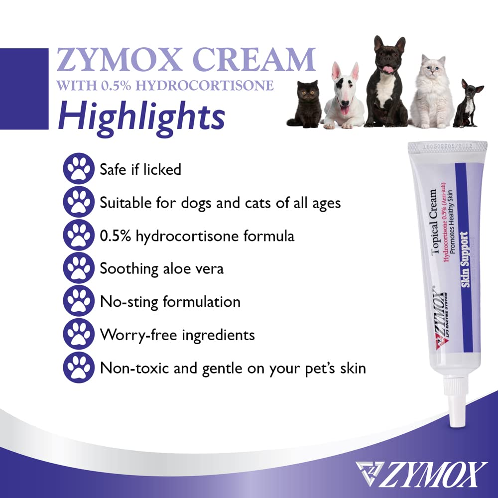 Zymox Topical Cream with 0.5% Hydrocortisone for Dogs and Cats, 1oz