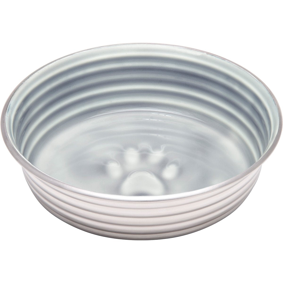 Loving Pets - Le BOL Dog Food Water Bowl Enamel Ceramic Bowl No Tip Stainless Steel Pet Bowl No Skid Spill Proof (Small, Parisian Gray)