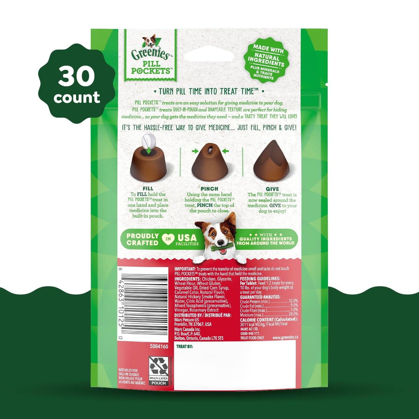 Greenies Pill Pockets Small Size Soft Dog Treats for Tablets, Hickory Smoke Flavor, Made With Natural Ingredients Plus Minerals & Trace Nutrients, 3.2 oz. (30 Count, Pack of 1)