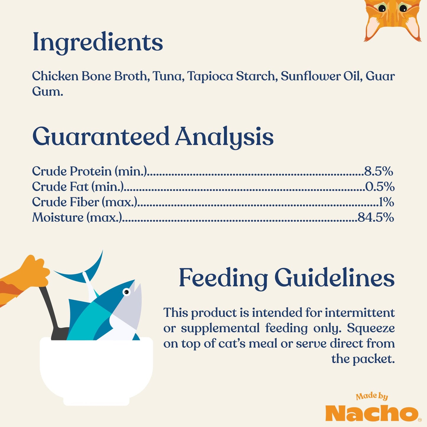 Made by Nacho Lickable Cat Treats Mousse Tubes 12 Count with Bone Broth Tuna Recipe (.5 oz) No Grains, Corn, Wheat or Soy