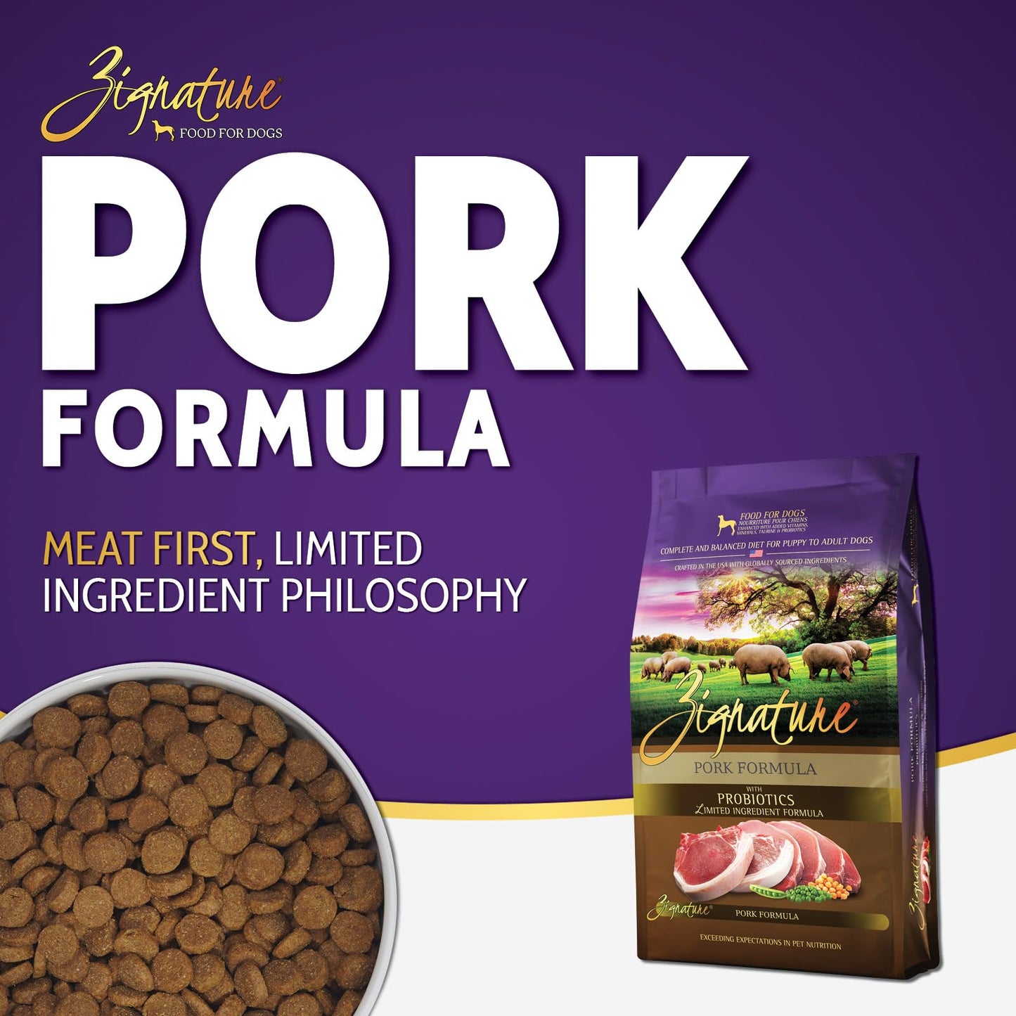 Zignature Pork Limited Ingredient Formula Dry Dog Food 4lb