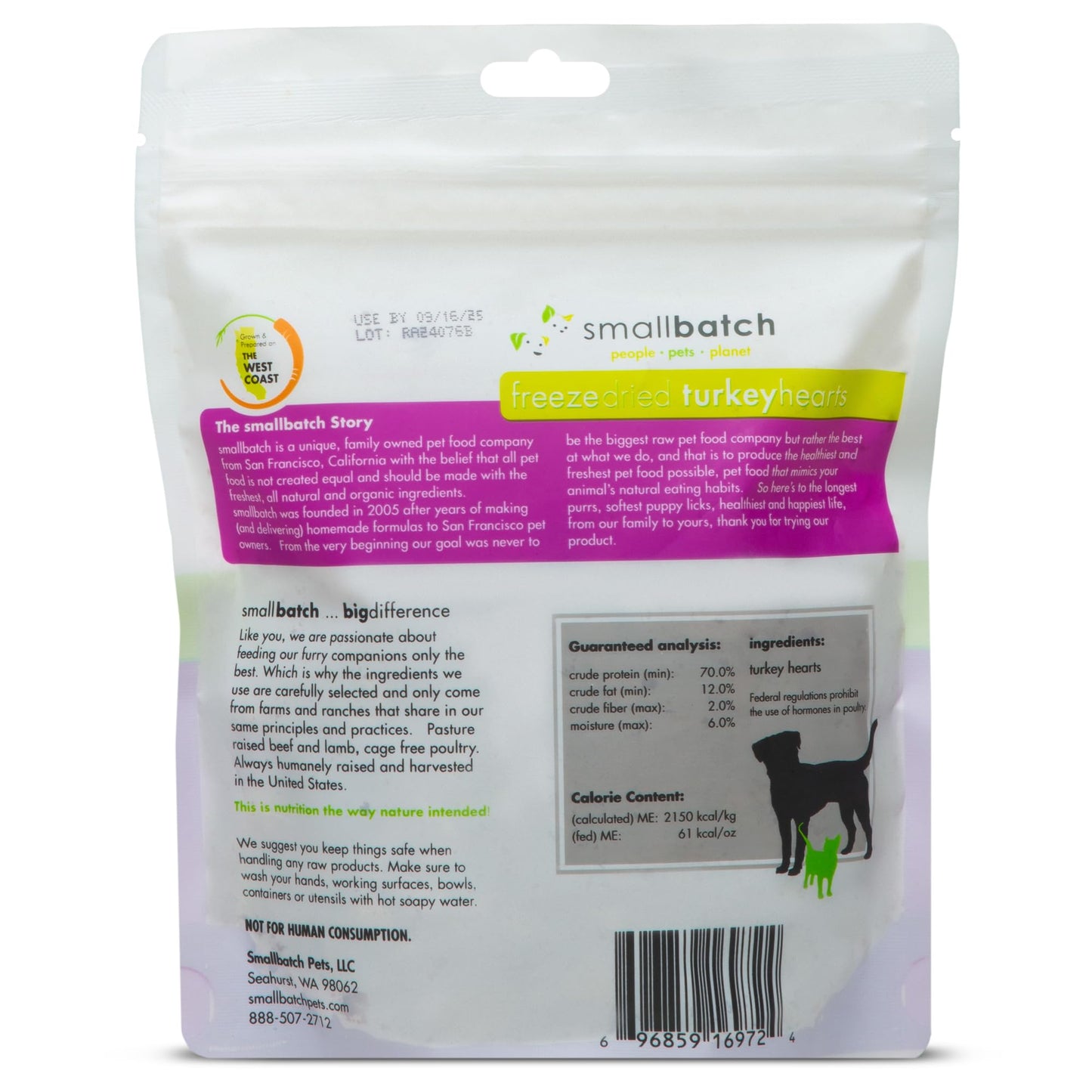 smallbatch Pets Premium Freeze-Dried Turkey Heart Treats for Dogs and Cats, 3.5 oz, Made and Sourced in The USA, Single Ingredient, Humanely Raise Meat, No Preservatives or Anything Artificial Ever