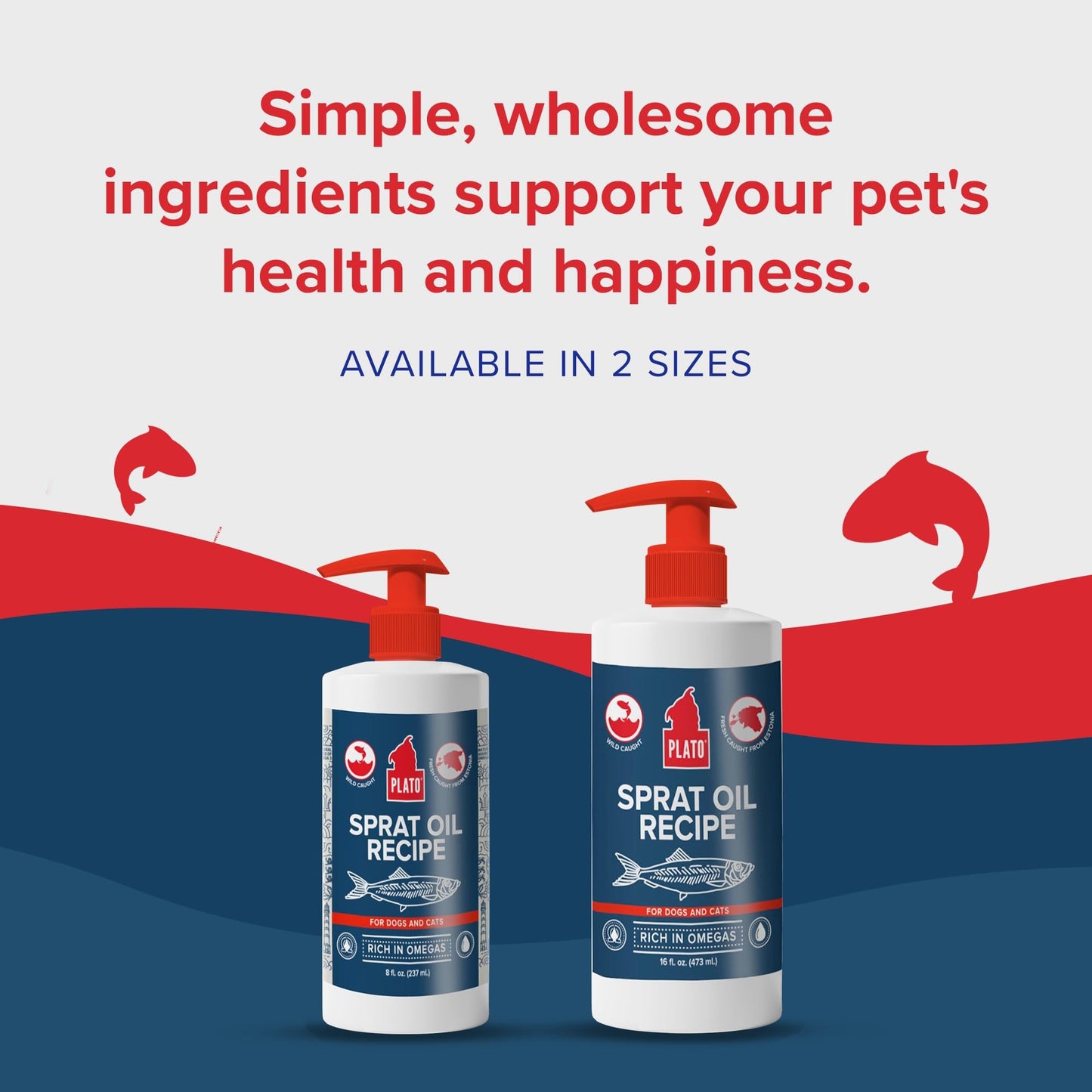 PLATO Pet Treats Fish Oil for Dogs - Omega 3 Oil for Dogs - Supports Healthy Skin and Coat - Baltic Sprat Oil Recipe 8oz