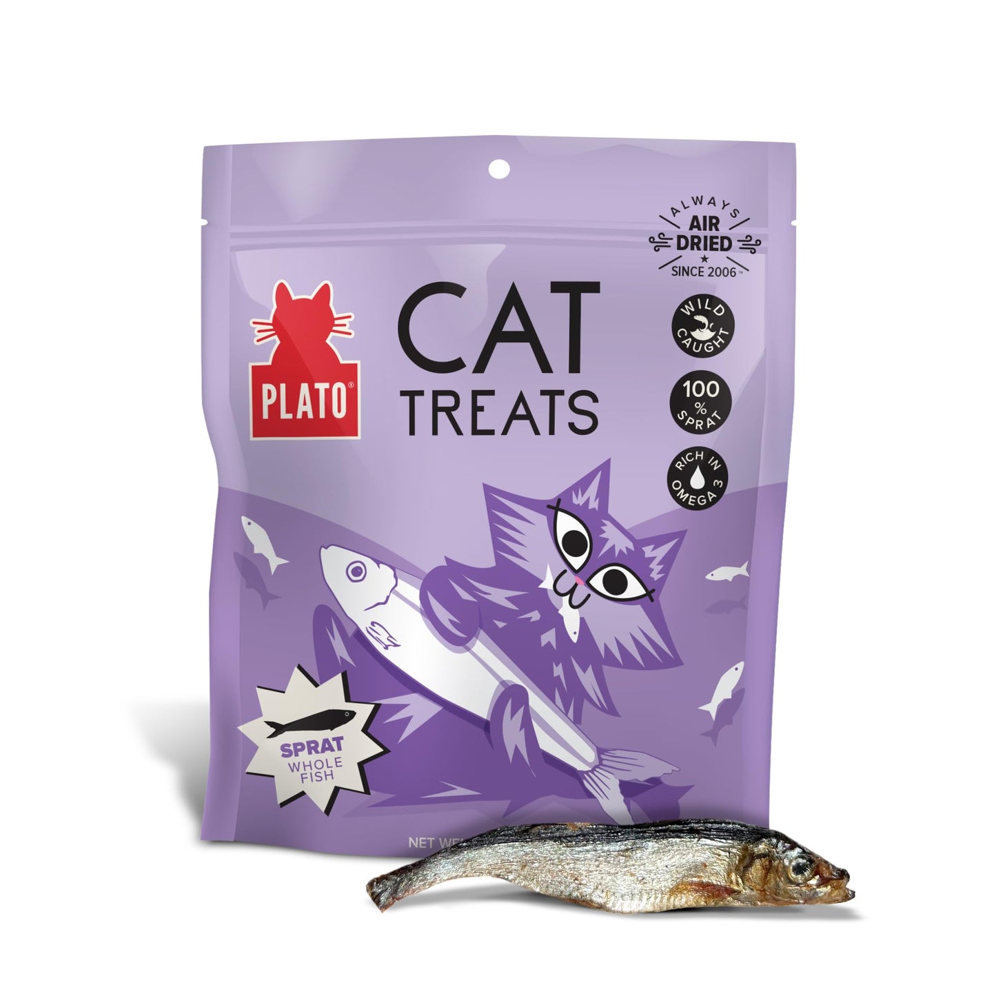 PLATO Pet Treats Air-Dried Cat Treats Baltic Sprat, Grain Free, All Natural, 1.5oz