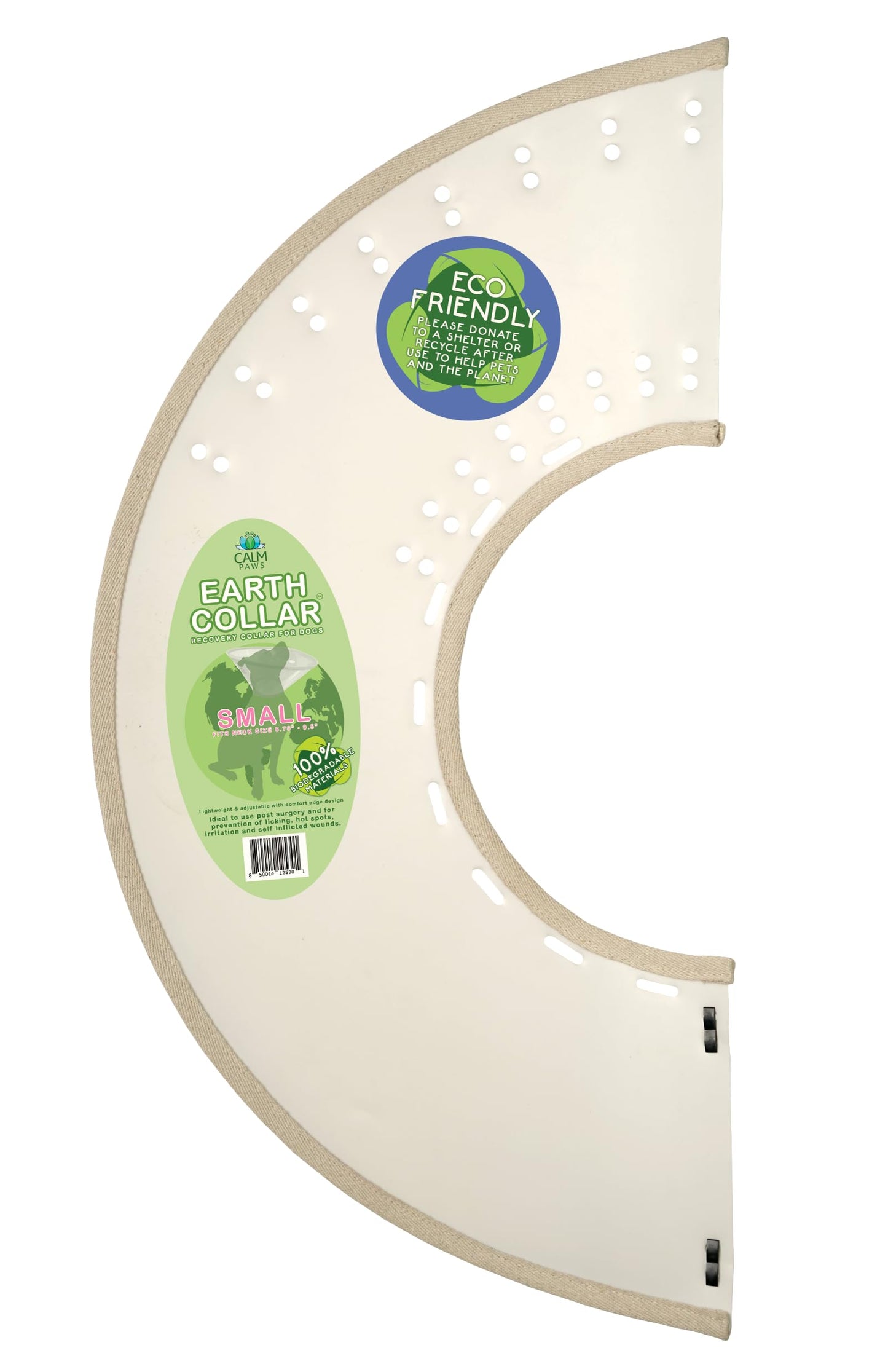 Dog Earth-Collar, Fully Recyclable, Compostable, Reusable Cone for Dogs After Surgery, Adjustable E-Collar, Small (5.75 to 9.5 inches)