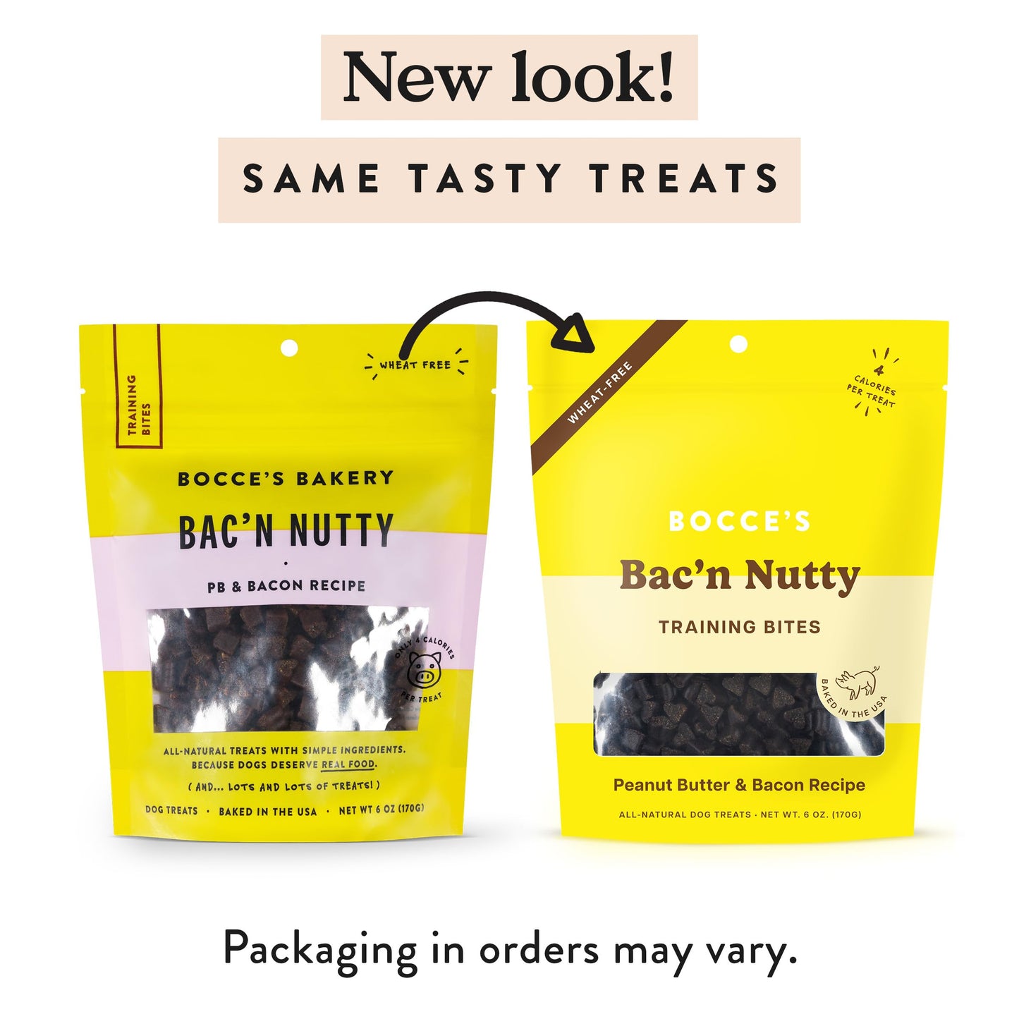 Bocce's Bakery Bac'N Nutty Training Treats for Dogs, Wheat-Free Dog Treats, Made with Real Ingredients, Baked in The USA, All-Natural & Low Calorie Training Bites, PB & Bacon Recipe, 6 oz
