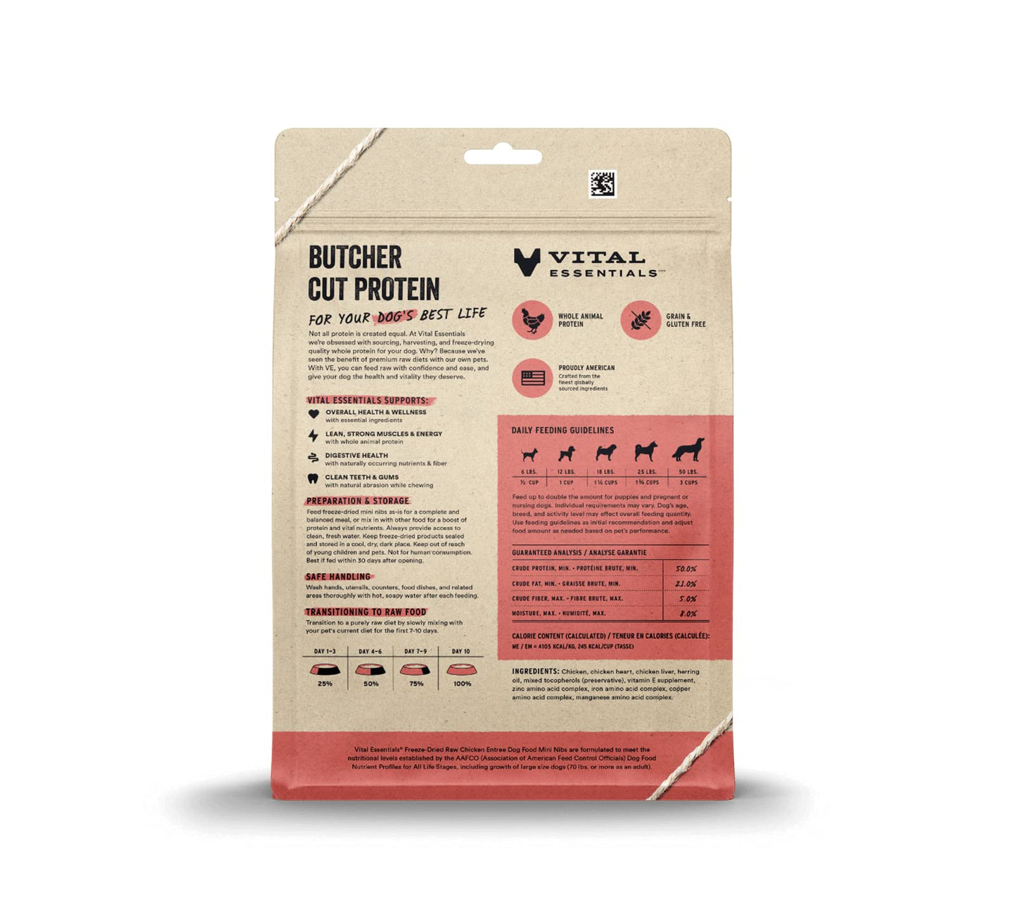 Vital Essentials Freeze Dried Raw Dog Food, Chicken Mini Nibs Entree, 14 oz