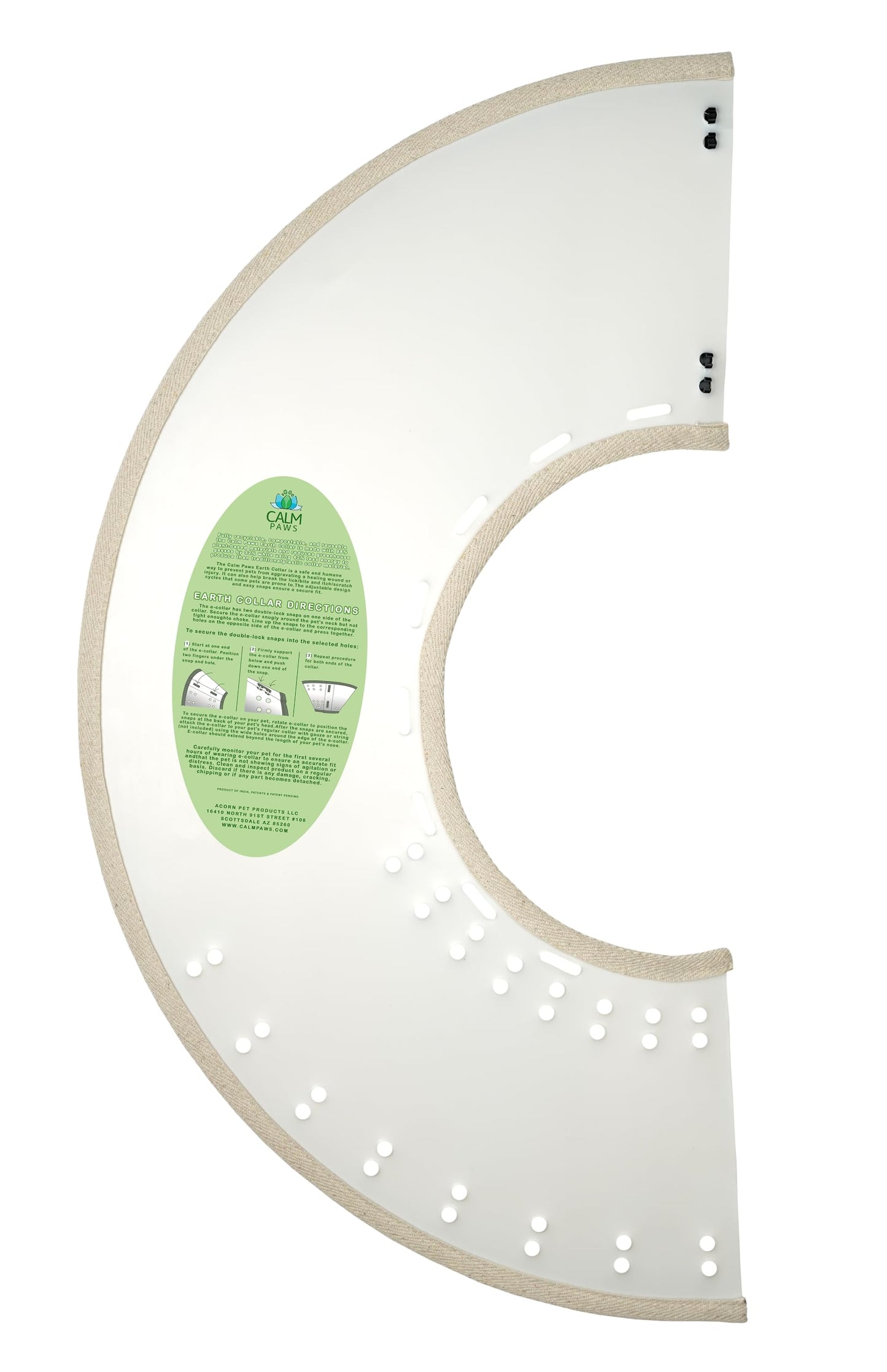 Dog Earth-Collar, Fully Recyclable, Compostable, Reusable Cone for Dogs After Surgery, Adjustable E-Collar, Small (5.75 to 9.5 inches)