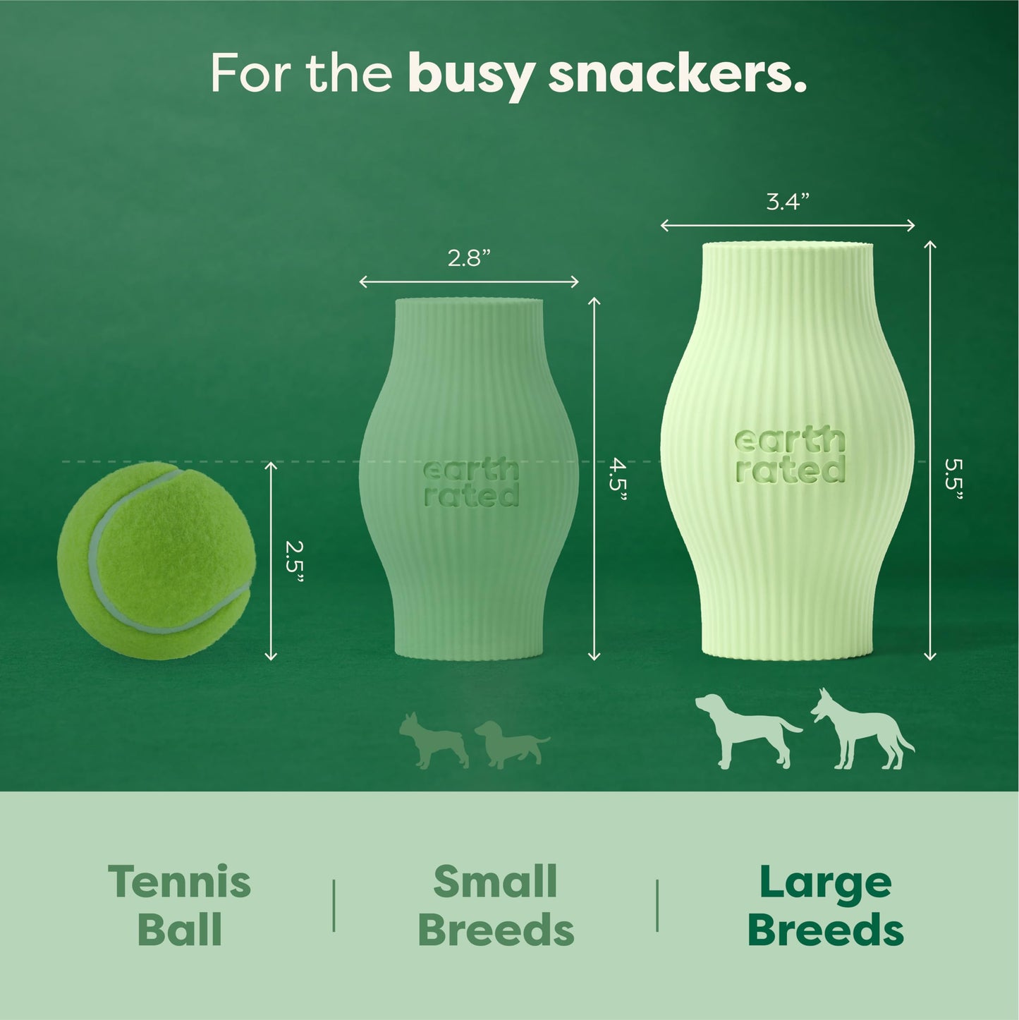 Earth Rated Treat Dispensing Dog Toys, Enrichment Toy for Adult and Puppy Dogs, Slow Feeder, Dishwasher and Freezer-Safe, Natural Rubber, Large, Green