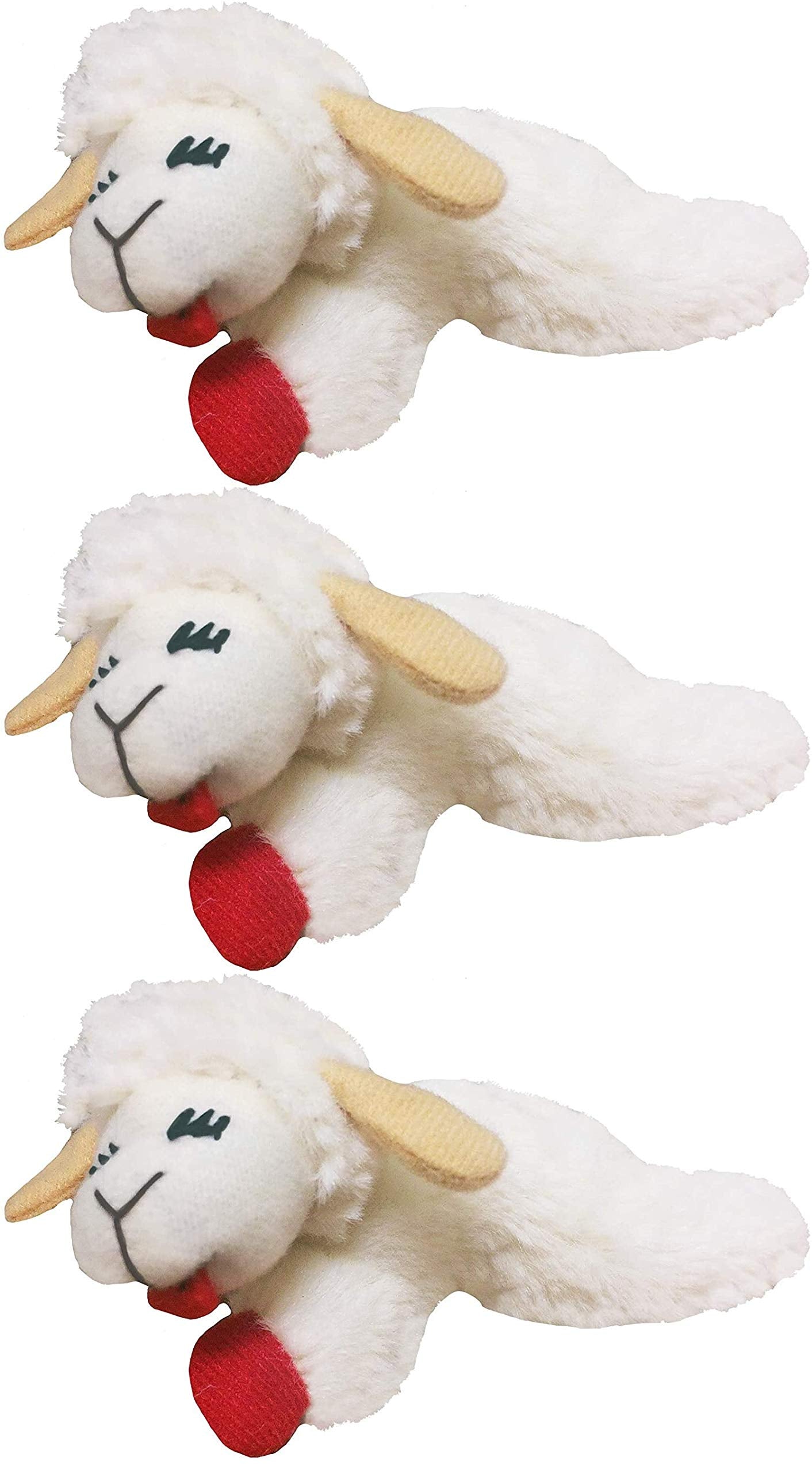 Multipet Lamb Chop Plush Cat Toy with Catnip, 4 In.