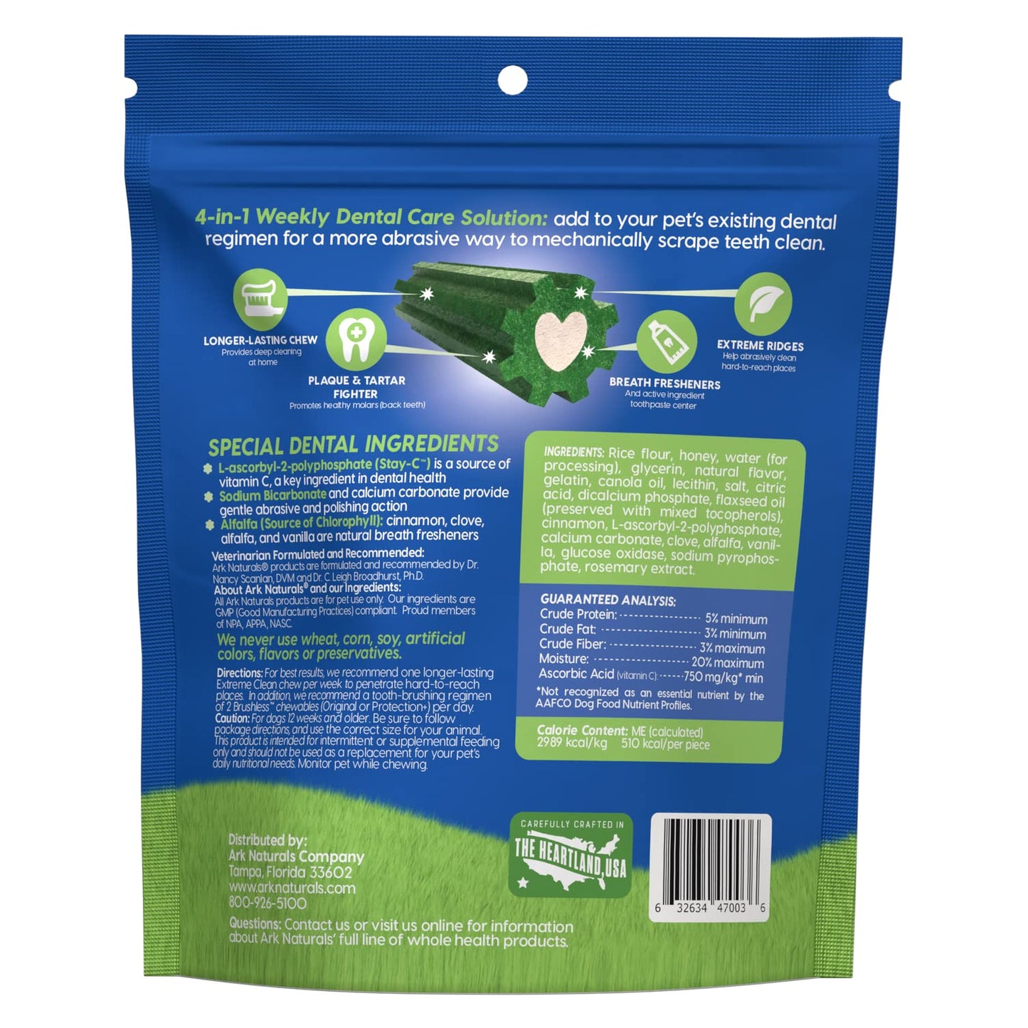 Ark Naturals Extreme Clean Brushless Toothpaste for Large Breeds, 18 oz Bag, Long-Lasting Dog Dental Chew with Toothpaste Center, Freshen Breath, Reduce Plaque & Tartar