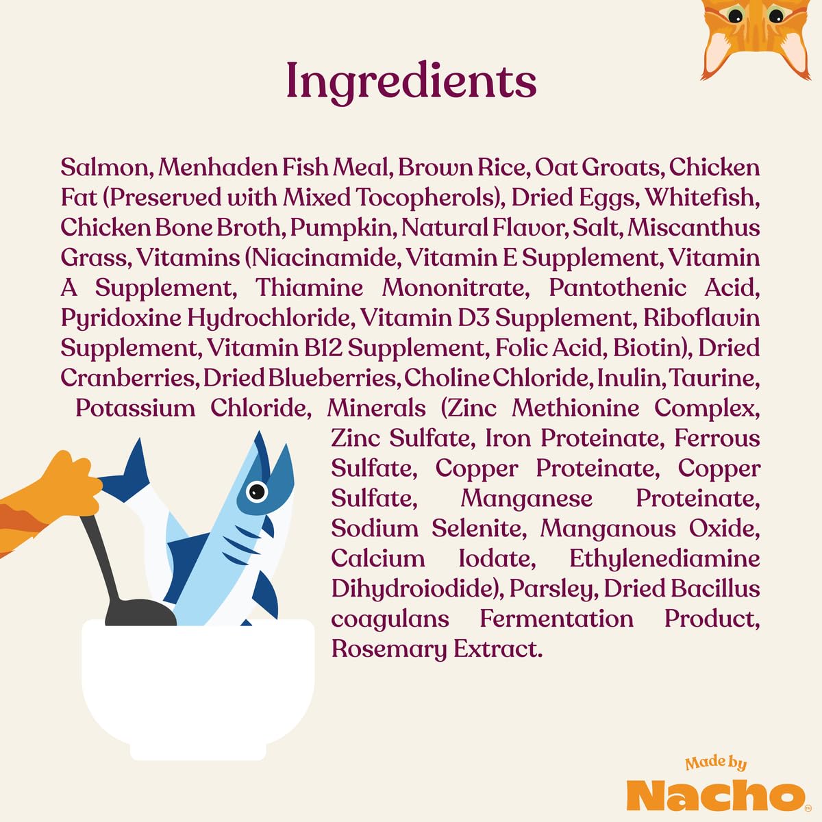 Made by Nacho Bone Broth Infused Dry Cat Kibble - Sustainably Caught Salmon and Pumpkin - Premium Grain-Friendly Cat Food 4lb Bag, Limited Ingredients