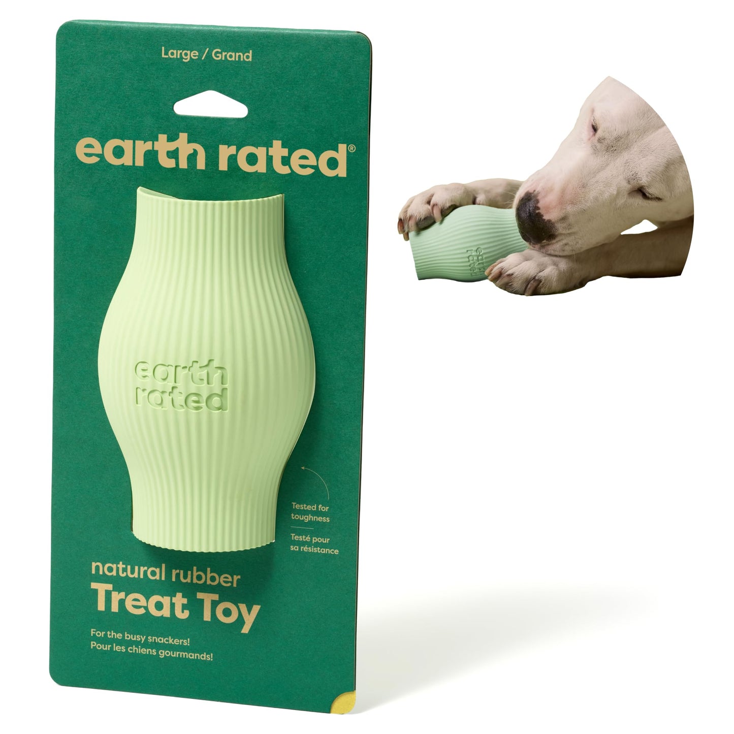 Earth Rated Treat Dispensing Dog Toys, Enrichment Toy for Adult and Puppy Dogs, Slow Feeder, Dishwasher and Freezer-Safe, Natural Rubber, Large, Green