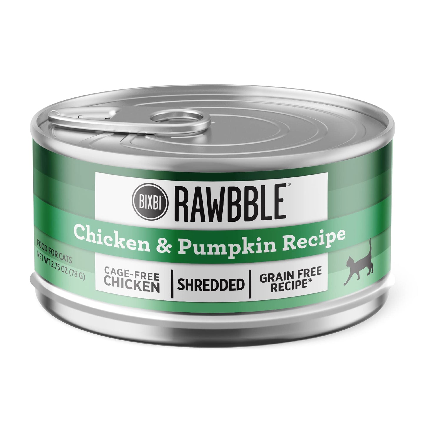 BIXBI Rawbble Shredded Chicken & Pumpkin Recipe Cans – Grain Free, Protein Rich Wet Cat Food – (2.75 Ounce Cans)