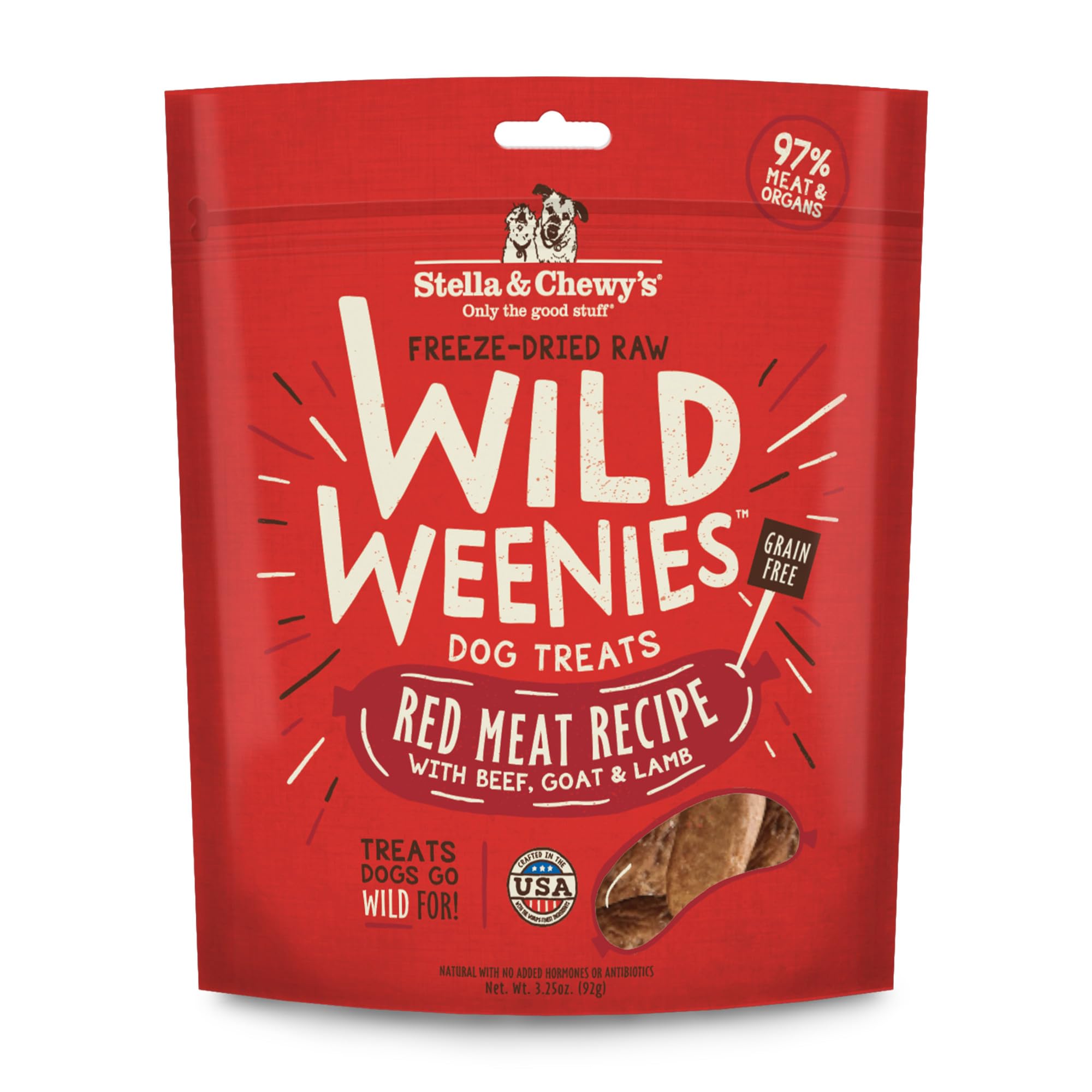 Stella & Chewy’s Freeze-Dried Raw Wild Weenies Dog Treats – All-Natural, Protein Rich, Grain Free Dog & Puppy Treat – Great for Training & Rewarding – Red Meat Recipe – 3.25 oz Bag