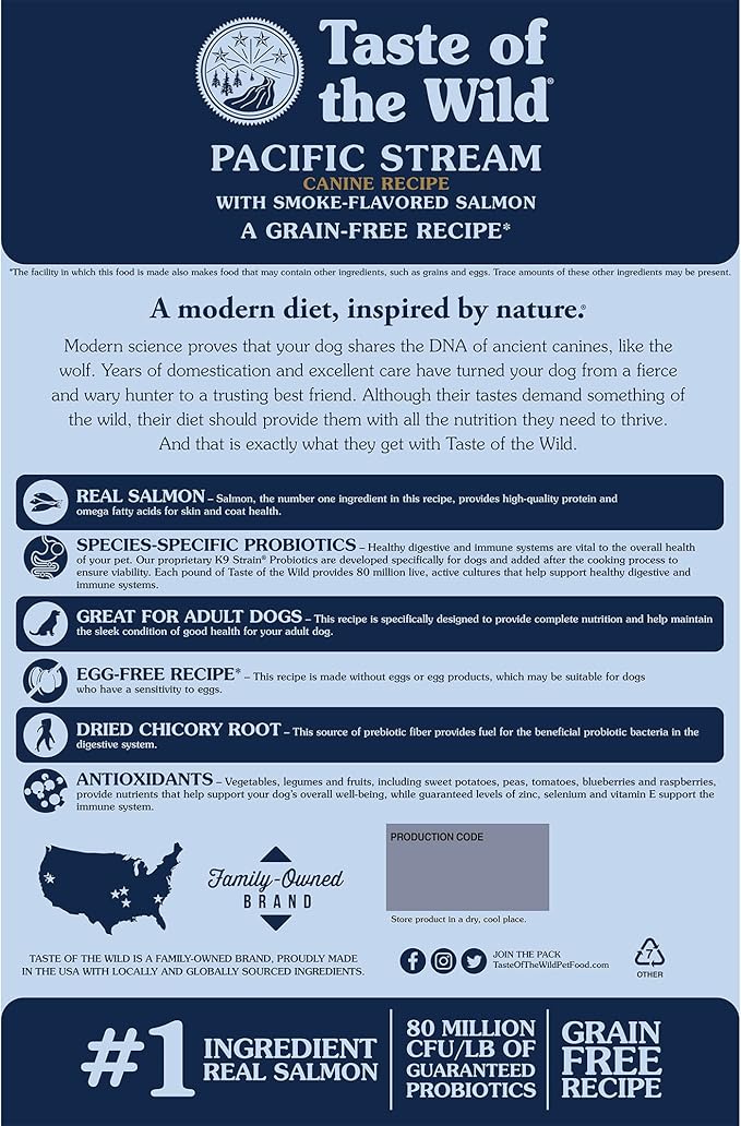 Taste of the wild pacific stream 14lbs dry dog food kibble