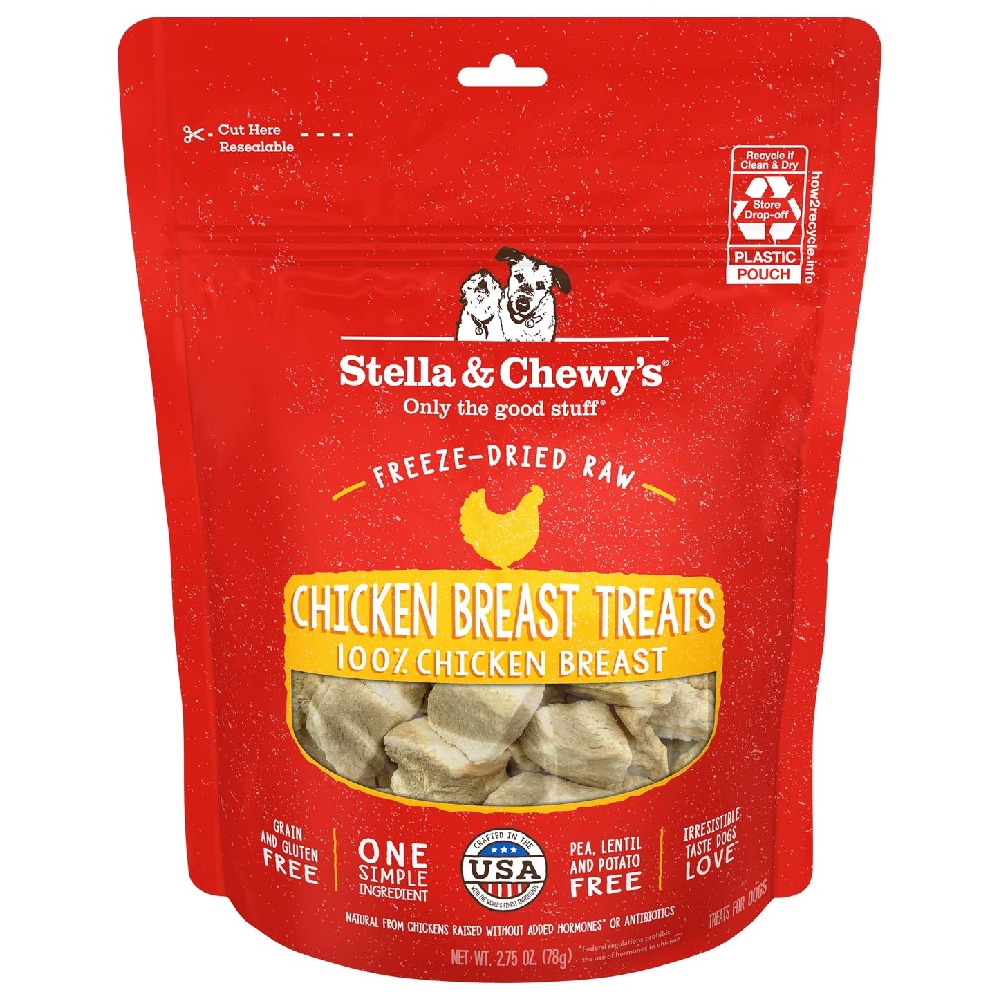 Stella & Chewy's Freeze-Dried Raw Single Ingredient Chicken Breast Treats, 2.75 oz. Bag