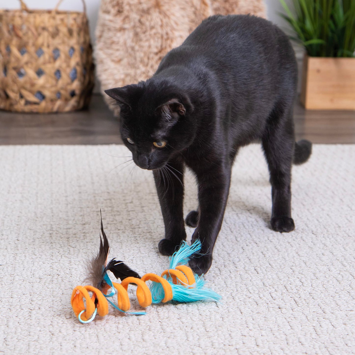 SmartyKat Instincts Crazy Coil Spring Fringe Cat Toy - Orange, One Size