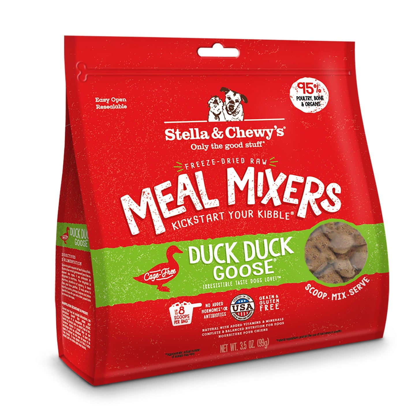 Stella & Chewy's Freeze Dried Raw Duck Duck Goose Meal Mixer – Dog Food Topper for Small & Large Breeds – Grain Free, Protein Rich Recipe – 3.5 oz Bag