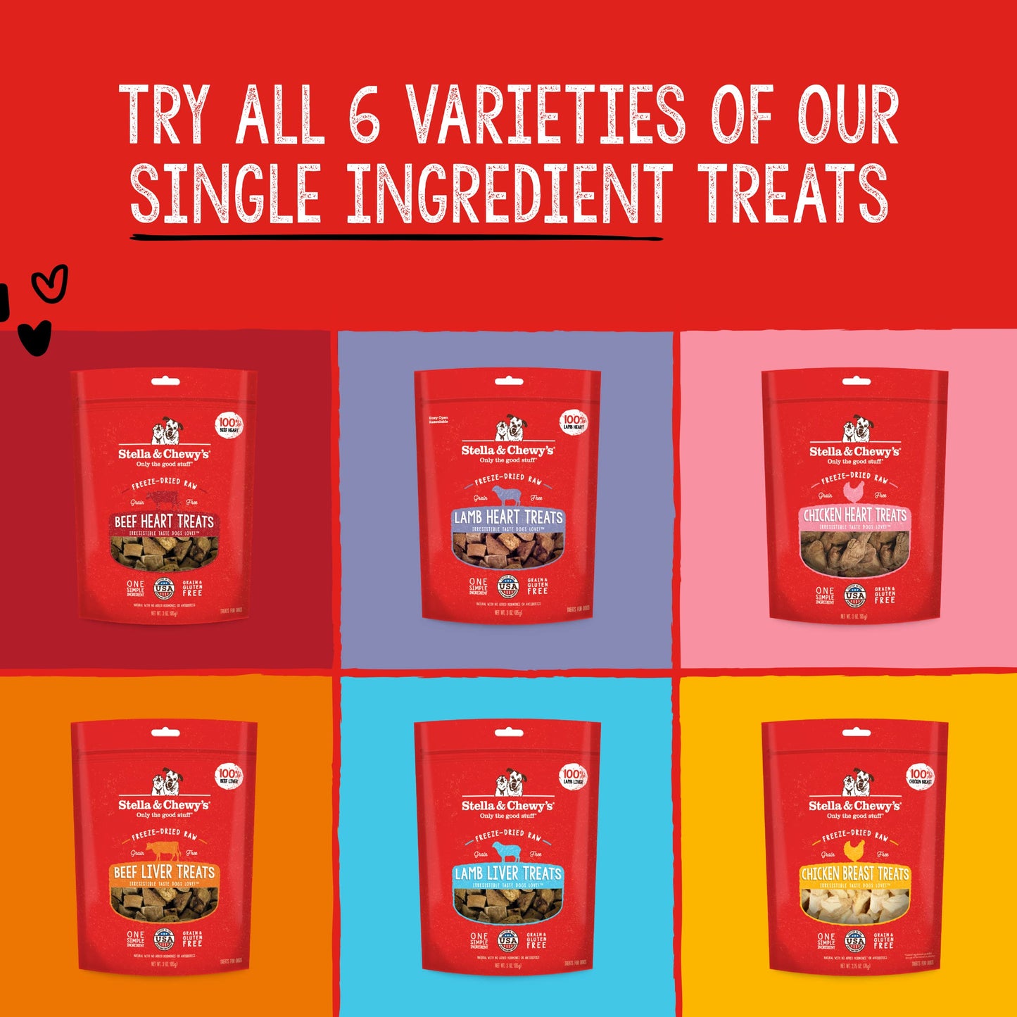 Stella & Chewy's Freeze-Dried Raw Single Ingredient Lamb Liver Treats, 3 oz. Bag