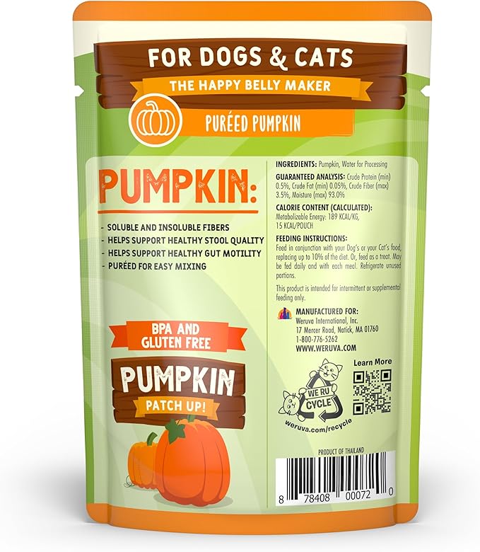 Weruva pumpkin patch up puréed pumpkin for cats and dogs 12 count