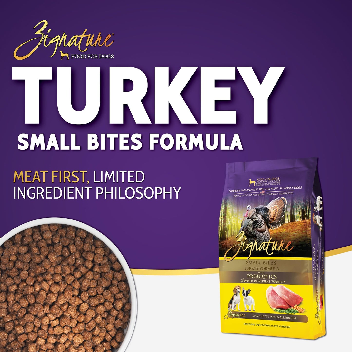 Zignature Turkey Limited Ingredient Formula Small Bites Dry Dog Food 4lb