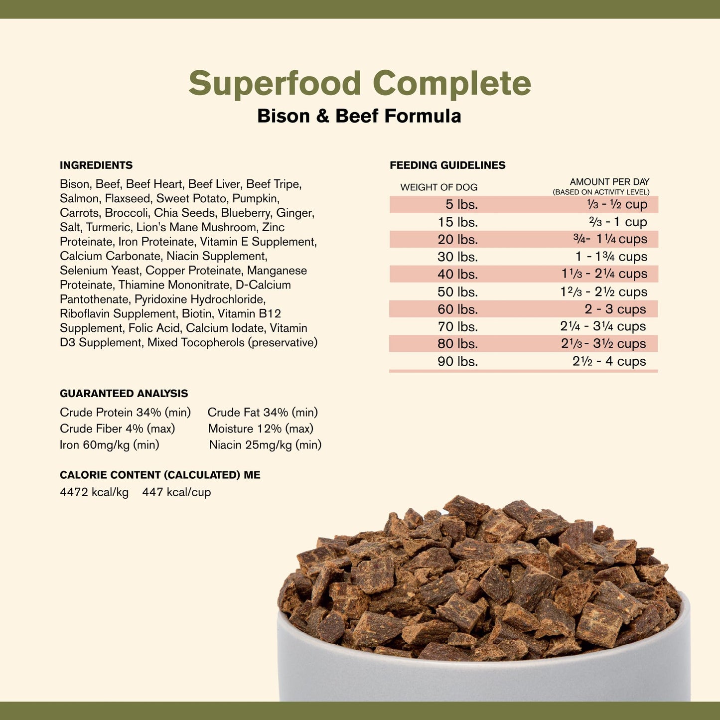Superfood Complete, Air-Dried Adult Dog Food - High Protein, Zero Fillers, Superfood Nutrition by Katherine Heigl (24 oz, Beef & Bison Formula)