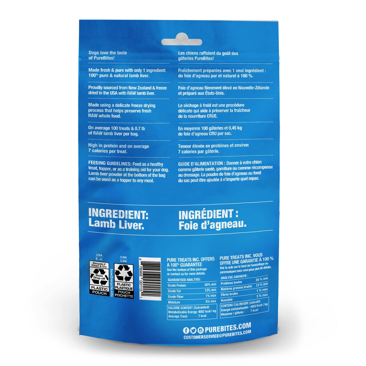 PureBites Lamb Freeze Dried Dog Treats, 1 Ingredient, Made in USA, 3.35oz