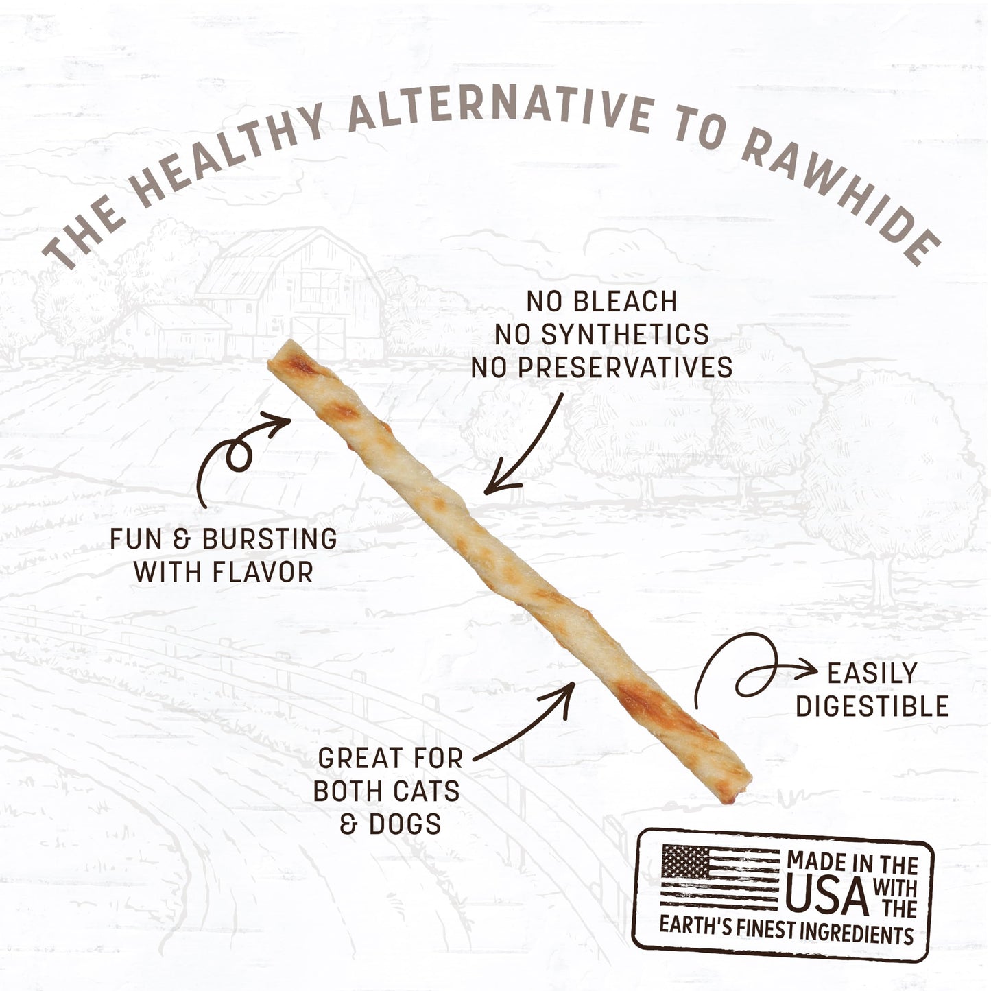 Earth Animal No Hide Stix Venison Flavored Natural Rawhide Free Dog Chews Long Lasting Chew Sticks | Treats for Small Dogs and Cats | Great for Aggressive Chewers (1 Pack)