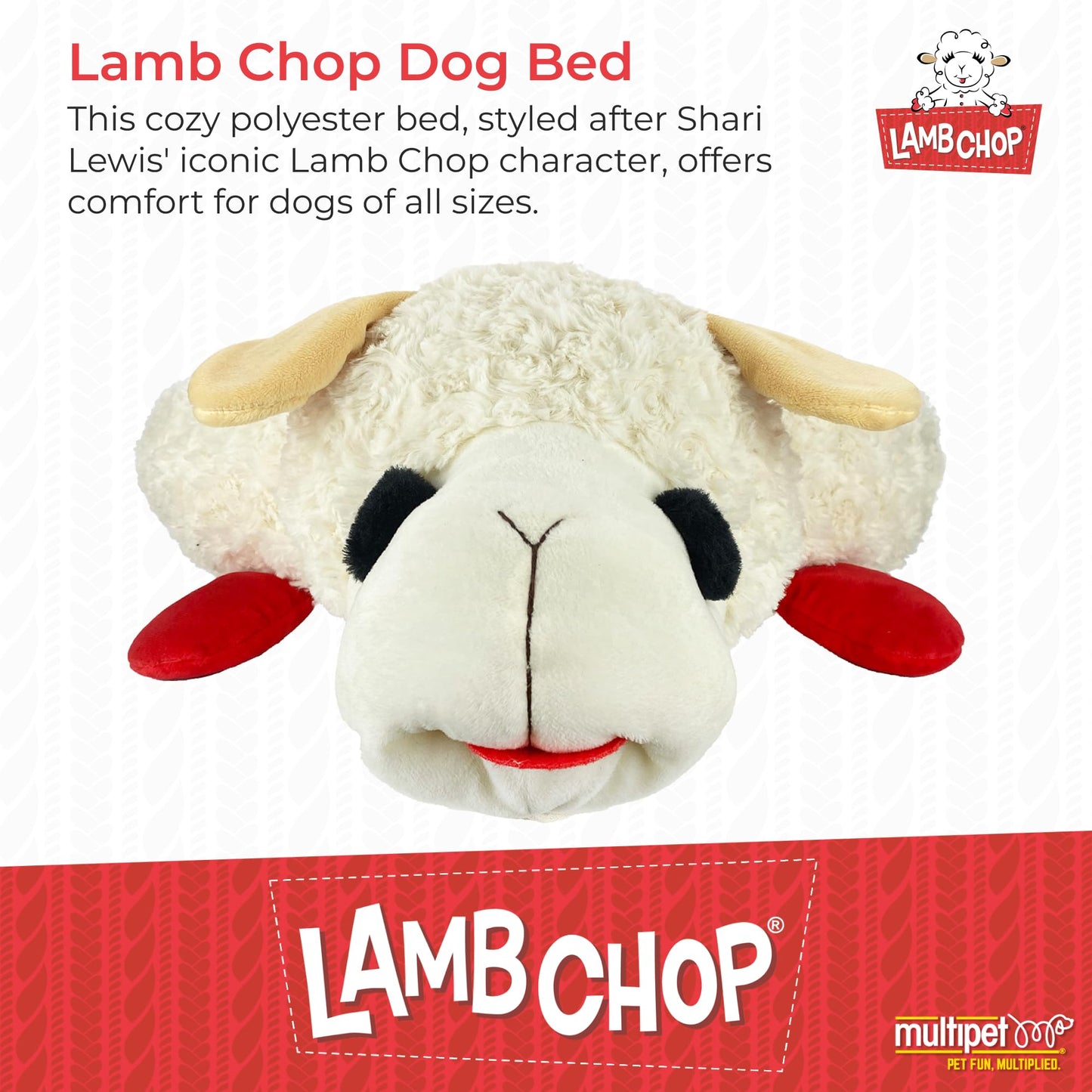 Multipet Lamb Chop Bed for Dogs, white, 27.0"L x 18.5"W x 5.5"Th