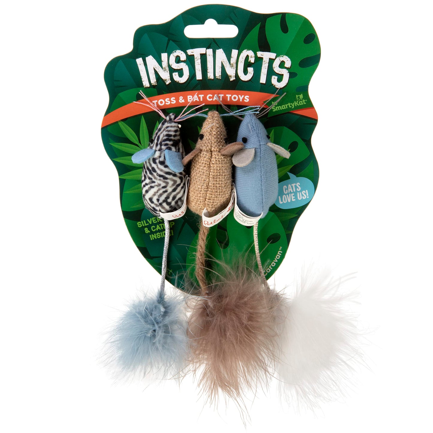 SmartyKat Instincts 3-Pack Catnip Caravan Mice Plush Cat Toys, Contains Catnip & Silvervine - Multicolor