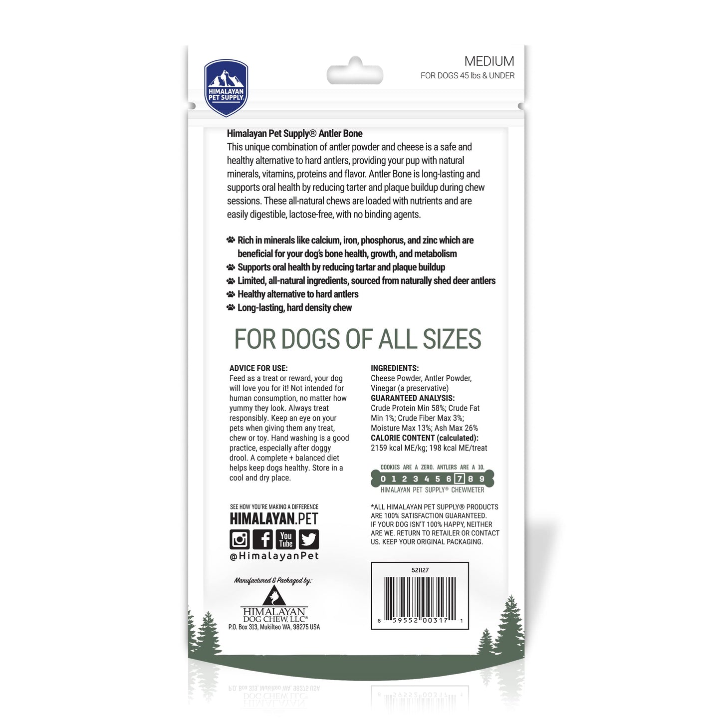Antler and Himalayan Cheese Dog Chew | Long Lasting, Stain Free, Protein Rich, Low Odor | 100% Natural, Healthy & Safe | No Lactose, Gluten Or Grains | Antler Bone | for Dogs 45 Lbs & Smaller