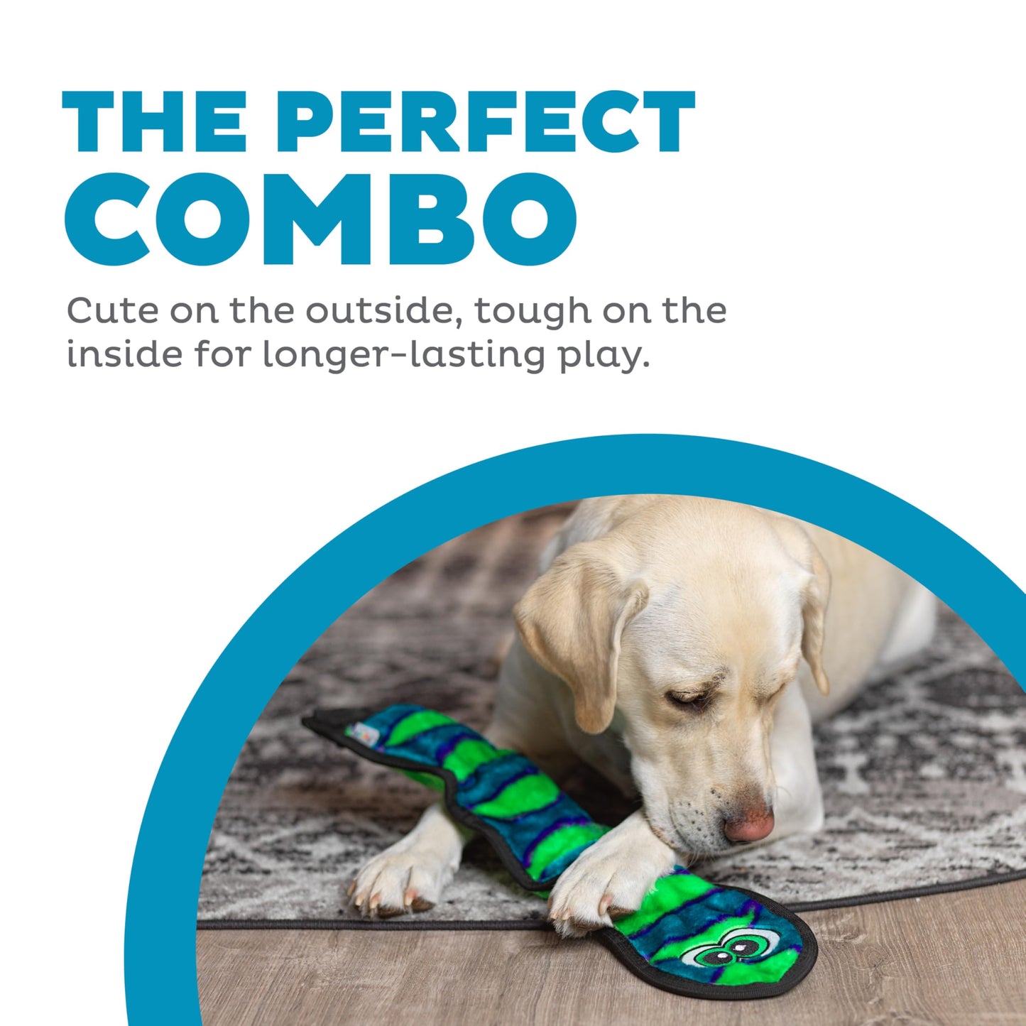 Outward Hound Durablez Tough Plush Squeaky Dog Toy, Snake, Blue, Large