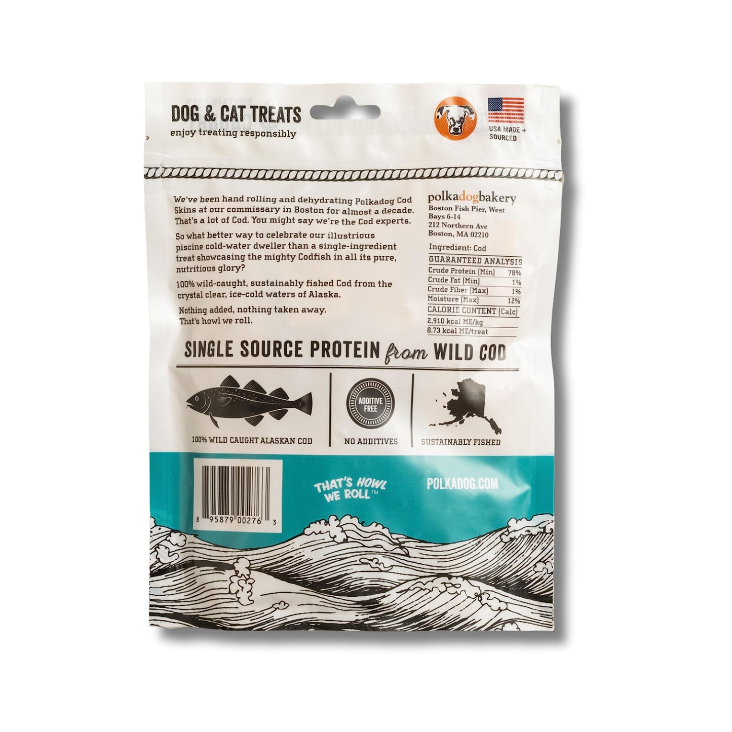Polkadog Crunchy Alaskan Cod Chip Dog Treats – 100% Wild-Caught Fish Treat for Dogs, Cats – All-Natural, Grain-Free, Gluten-Free Pet Chips – Single Ingredient Snacks – 3.5 oz.