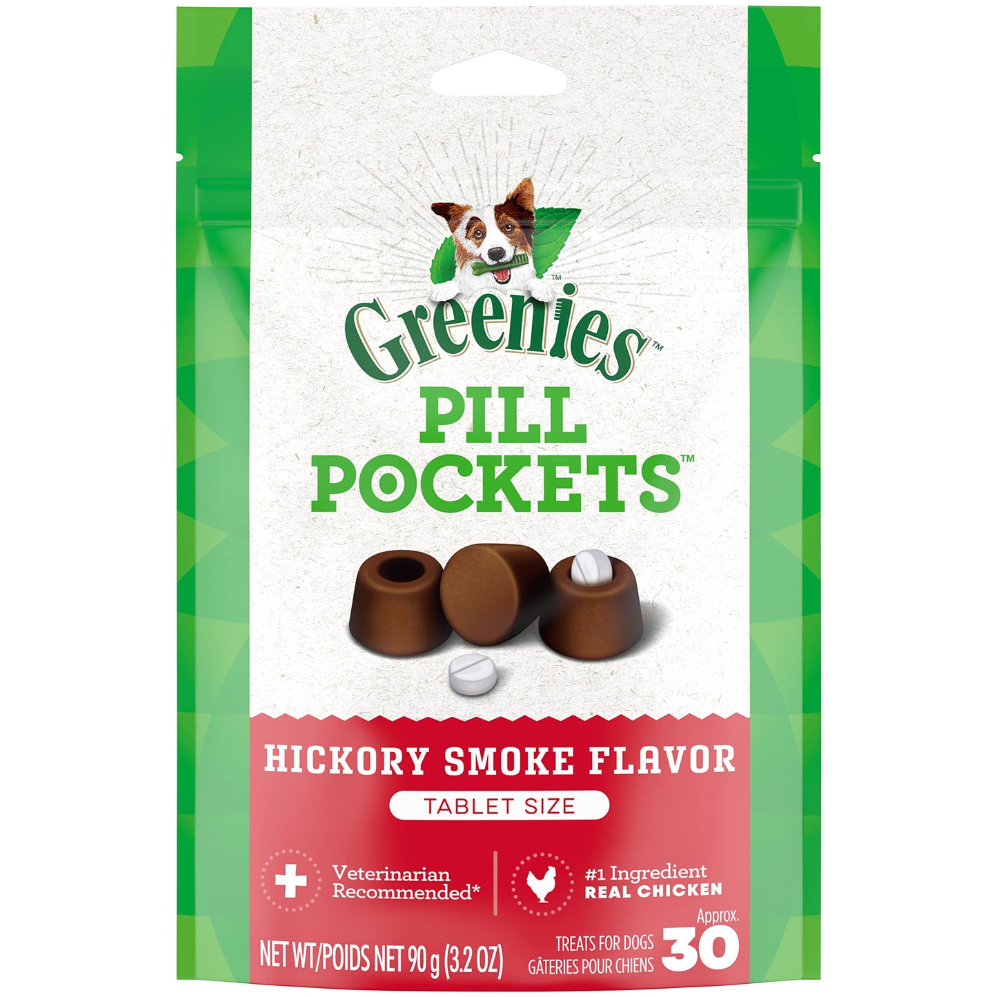 Greenies Pill Pockets Small Size Soft Dog Treats for Tablets, Hickory Smoke Flavor, Made With Natural Ingredients Plus Minerals & Trace Nutrients, 3.2 oz. (30 Count, Pack of 1)
