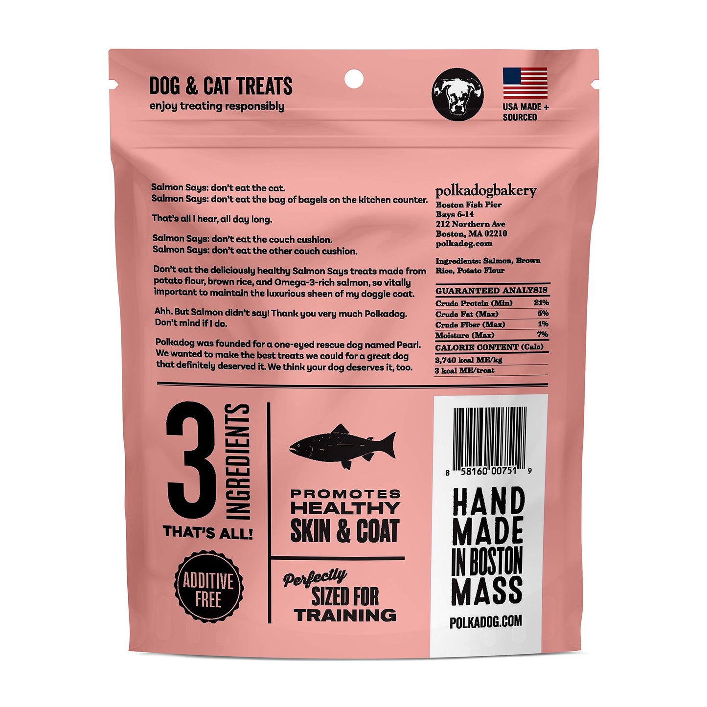 Polkadog Salmon Says Training Bits - Omega-3 Rich, Low Fat Healthy Dog Treat - Digestible, Vitamin & Mineral Packed Dog Snacks - Crunchy 3-Ingredient Treat, Ideal for Dogs with Allergies - 7oz