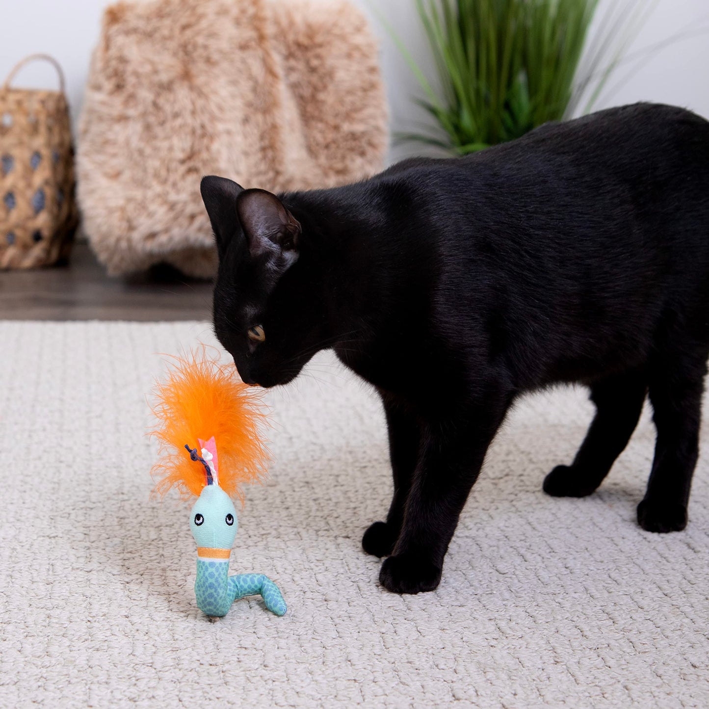 SmartyKat Instincts HappyNip Tricky Twister Bendable Snake Plush Cat Toy, Contains Catnip & Silvervine - Blue, One Size