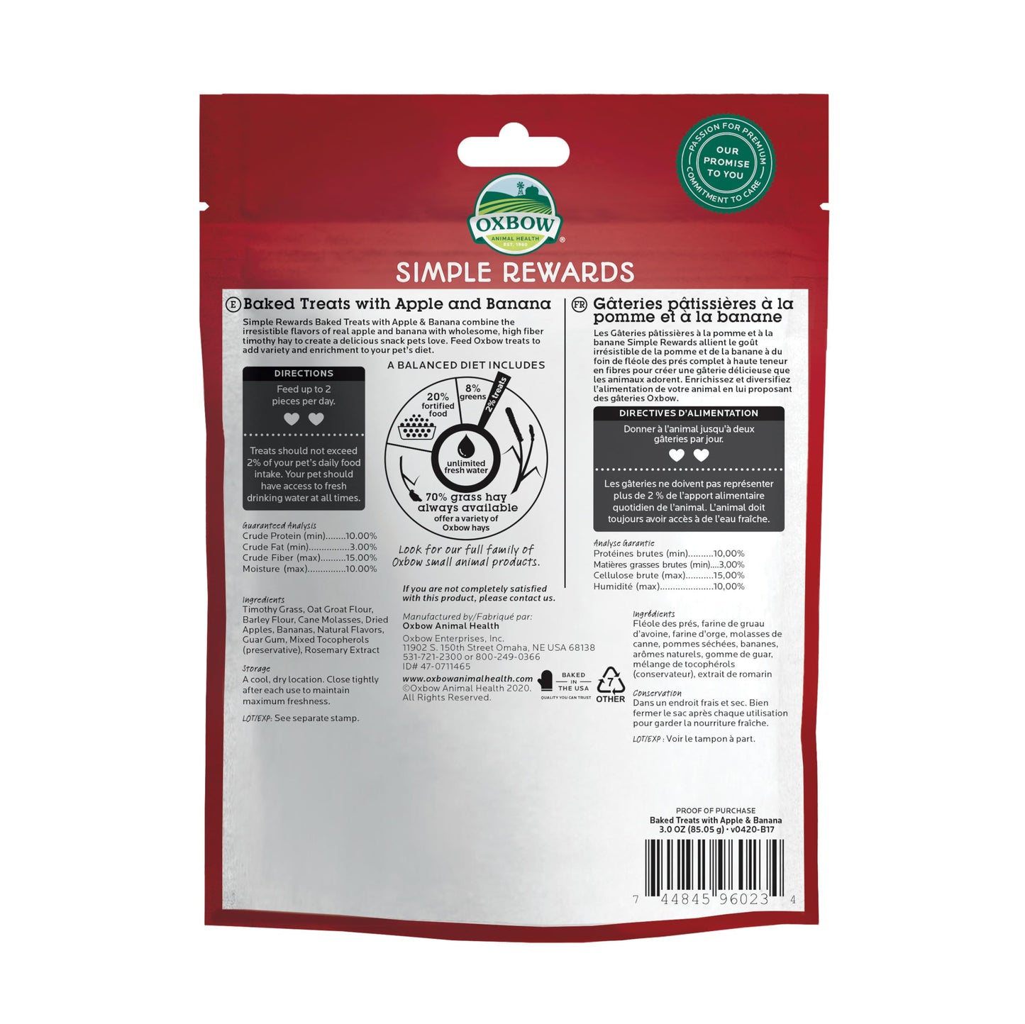 Oxbow Simple Rewards Baked Treats with Apples and Baas for Rabbits, Guinea Pigs, Chinchillas, and Small Pets 3 Ounce (Pack of 1)