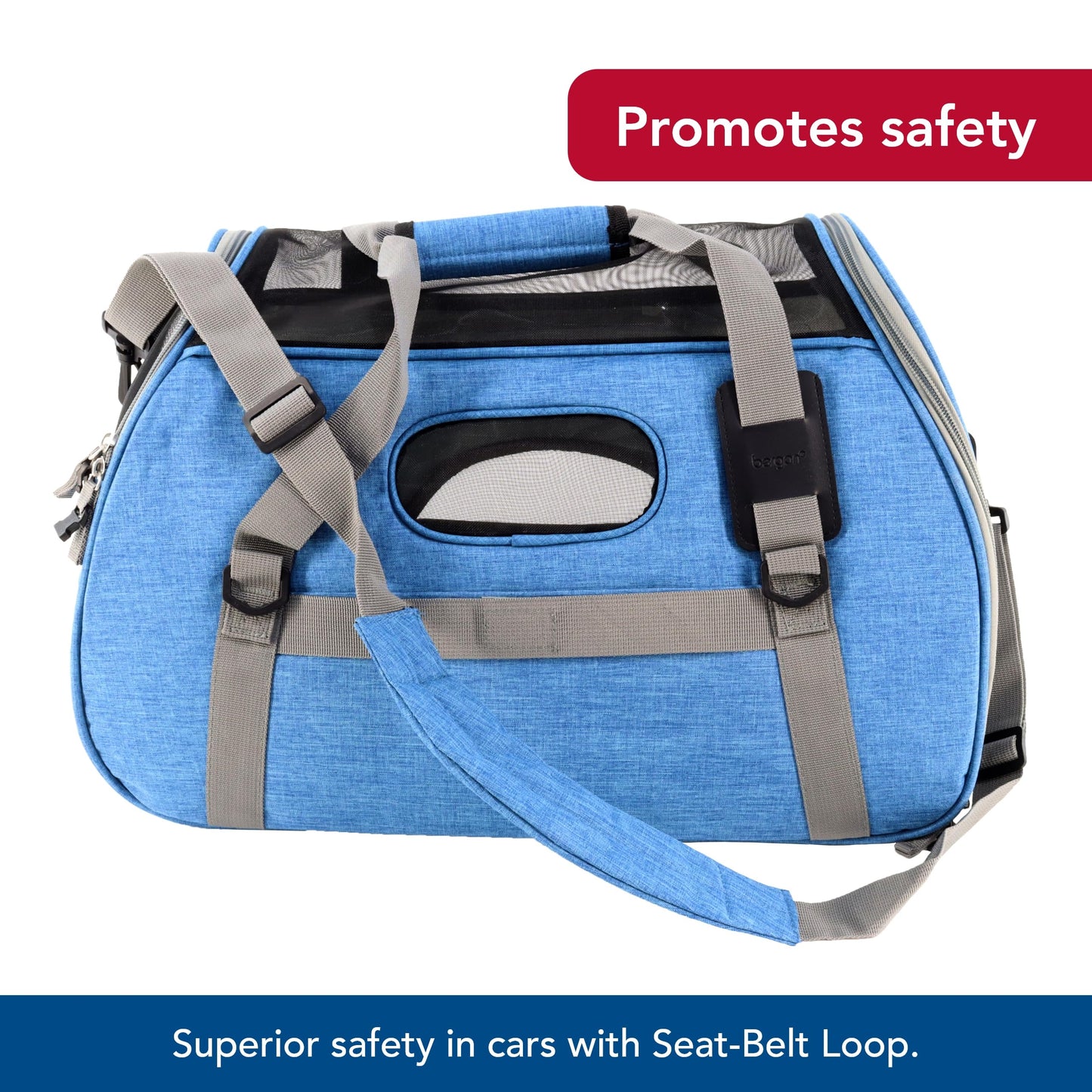 Coastal Pet Bergan Comfort Carrier - Safe and Comfortable for Dog & Cat Travel - Airline Friendly Soft and Breathable Carrier for Pet Owners - Heather Bermuda, 19" x 10" x 13"