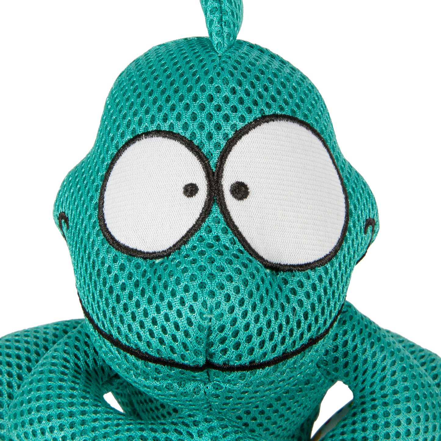 goDog Double Chew Guard Mesh Amphibianz Chameleon Squeaky Dog Toy - Teal, Large