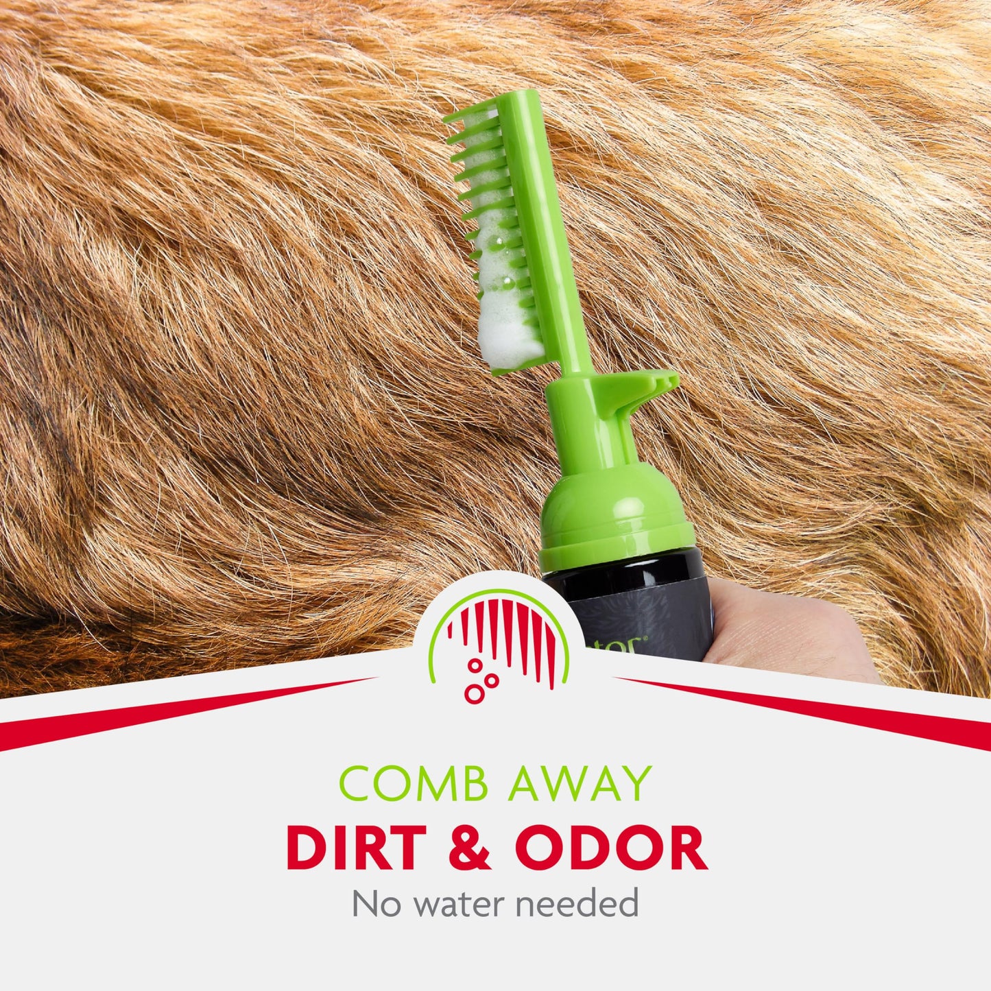 FURminator Tub-Free Deshedding Foam Comb, 3 Ounces, Grooming Comb for Dogs Helps Freshen Coat and Reduce Odors with No Rinsing