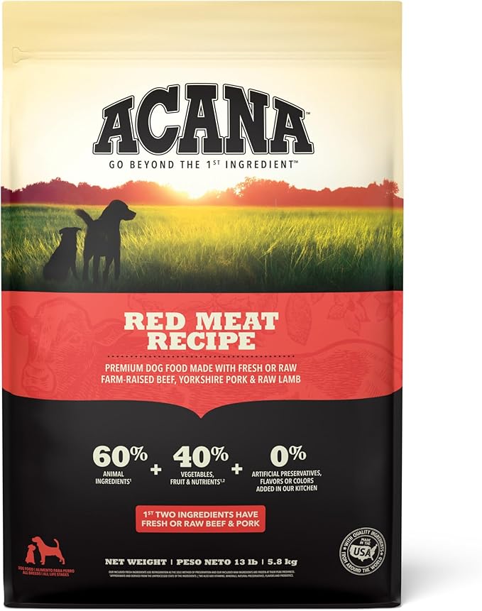 Acana red meat recipe dry kibble dog food 13lbs