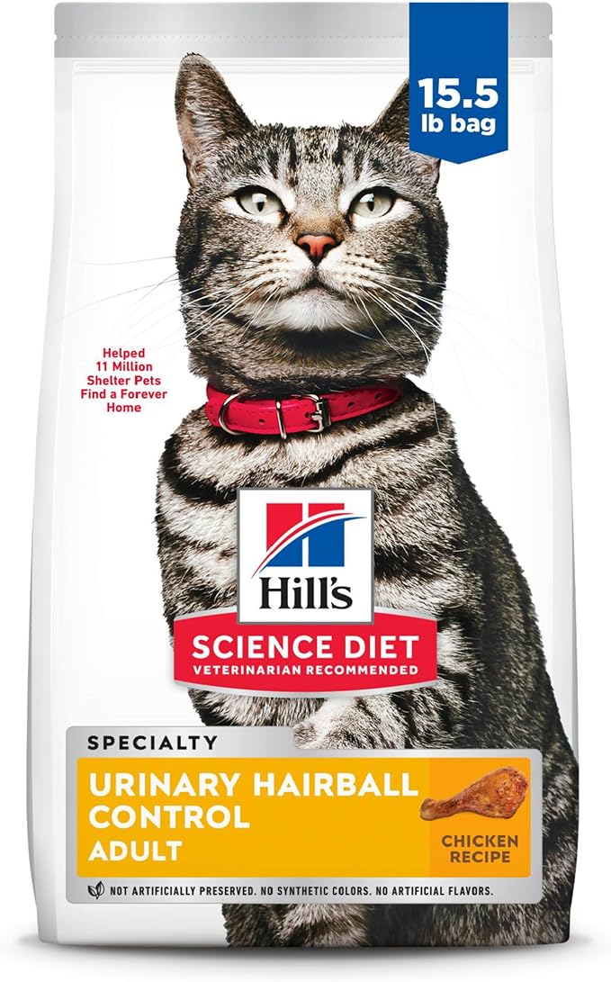 Adult Urinary & Hairball Control Cat Food, Chicken Recipe, Dry, 15.5 lb 10137