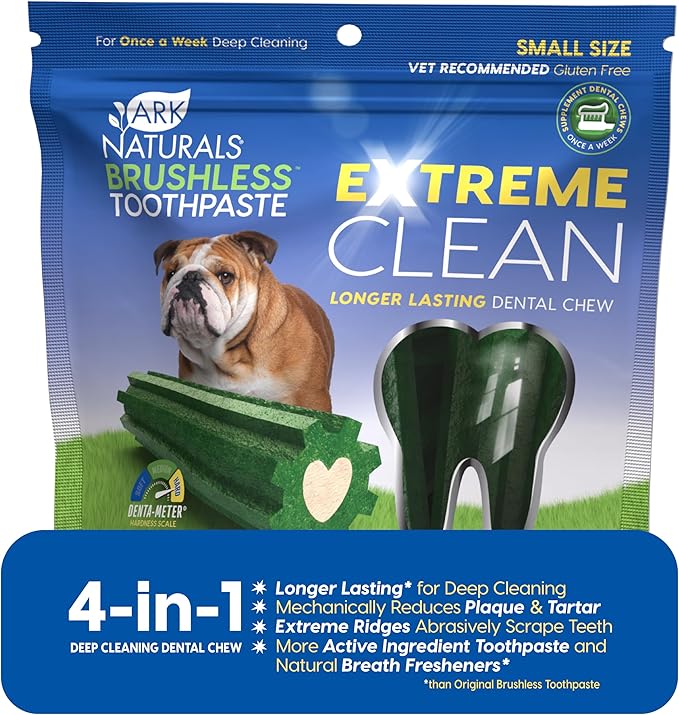 Ark naturals brushless toothpaste extreme clean 12oz small sized dog dental treats