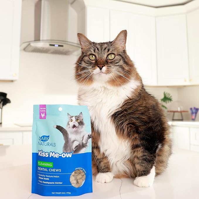 Ark naturals kiss meow cleaning dental chews cat dental treats chicken flavor 6oz
