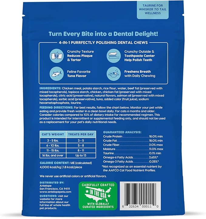 Ark naturals kiss meow cleaning dental chews cat dental treats tuna flavor 6oz