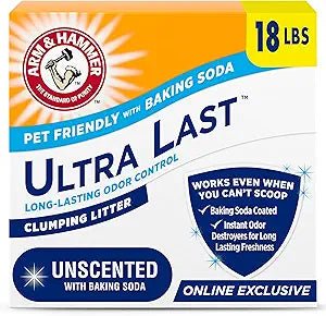 Arm & Hammer Litter Ultra Last Unscented Clumping Clay Cat Litter, 18 - lb box