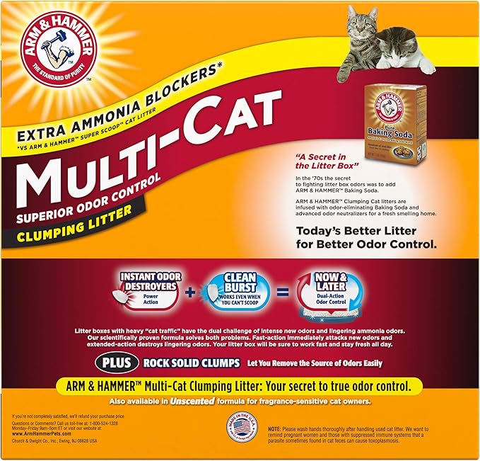 Arm & hammer multi cat superior odor control clumping cat litter 20lbs