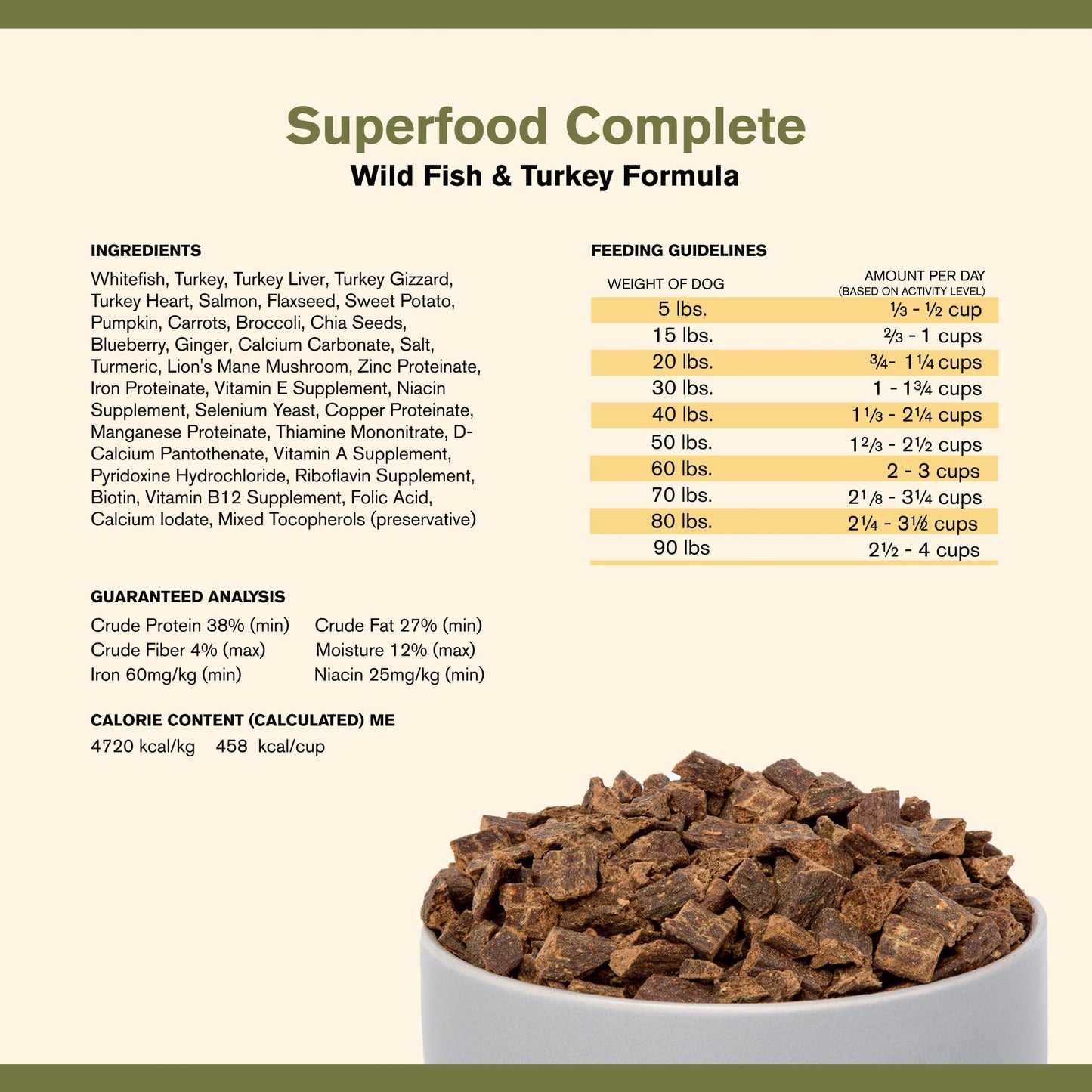 BADLANDS RANCH - Superfood Complete, Air - Dried Adult Dog Food - High Protein, Zero Fillers, Superfood Nutrition by Katherine Heigl (24 oz. Wild Fish and Turkey Formula)